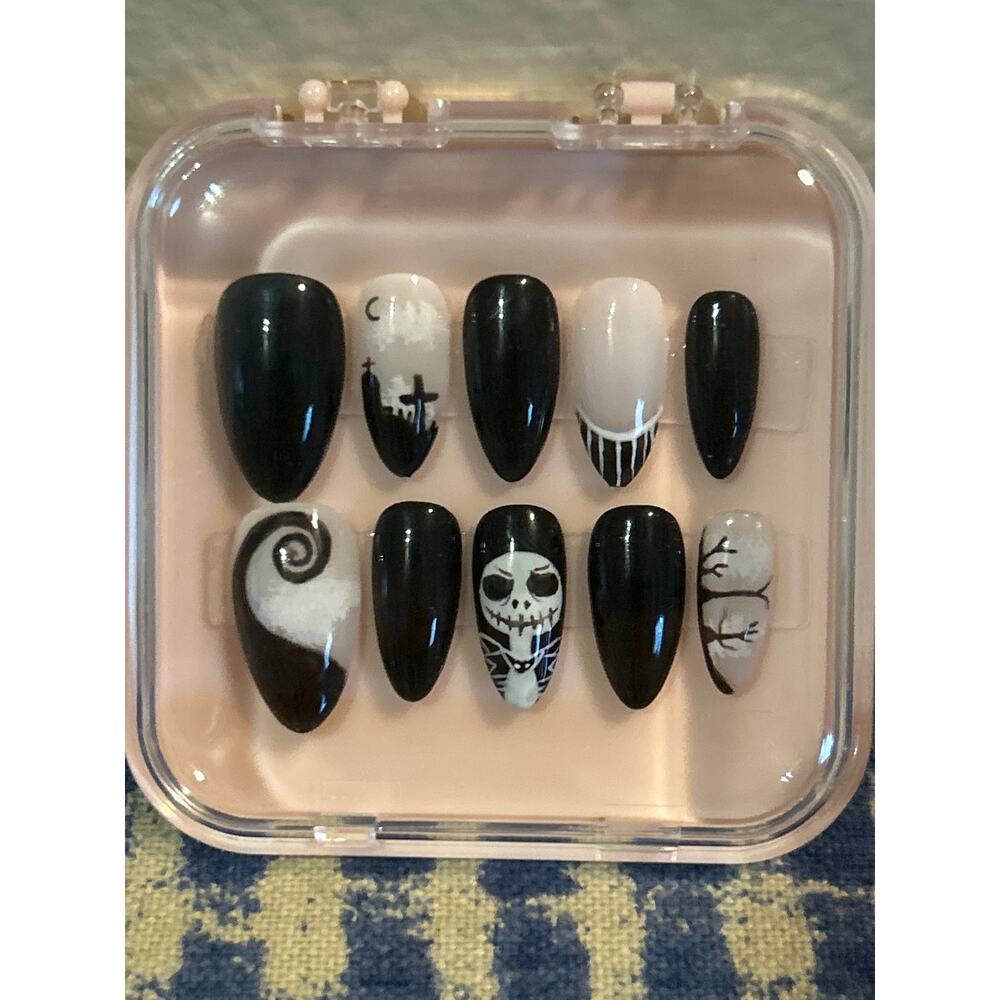 NEW OOAK Handpainted Halloween Gel X Nails - Full Set - Picture 2 of 4